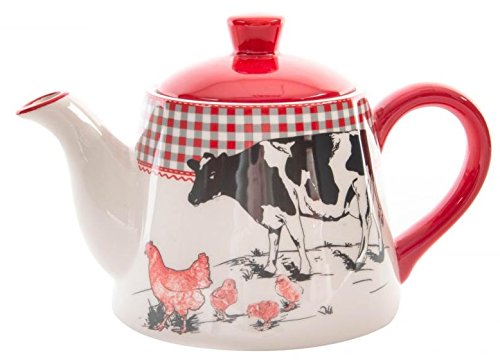 Théière vache en céramique style campagne pour décoration de cuisine rustique
