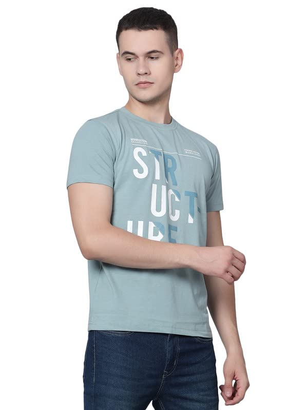 Image of Cantabil T-Shirt for Men l Breathable & Soft with Color Fastness Regular Fit Round Neck Cotton Blend Fabric Solid Pattern