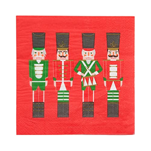 Talking Tables Red Nutcracker Christmas Napkins - Pack of 20 Recyclable Serviettes for Xmas Dinner Party Table, Place Settings