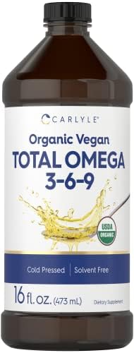 Carlyle Omega 3 6 9 Liquid | 16 fl oz | Cold Pressed Supplement | Certified Organic | Vegan, Non-GMO, and Gluten Free