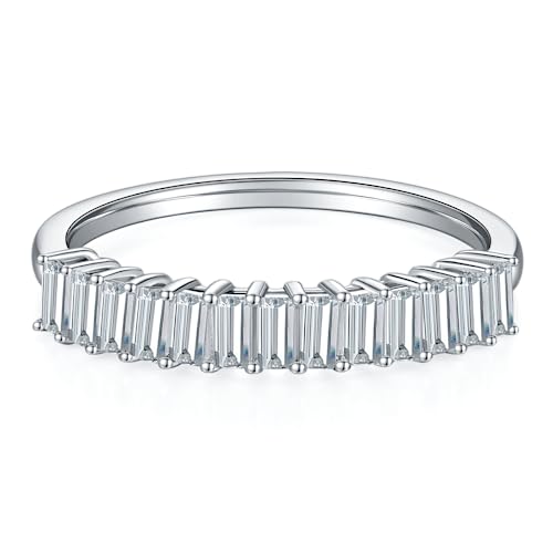 Gem's Beauty 1.0Ct Moissanite Classic Half Eternity Wedding Band Ring in 925 Sterling Silver (Size 5-10)2