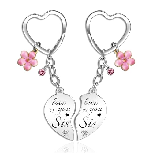 2PCs Sisters Gifts From Sister Keychain Big Little Soul Sisters Birthday Gift for Sister Adults Unique Christmas Mother's Day Sis Gift Ideas Matching Sis Keychain