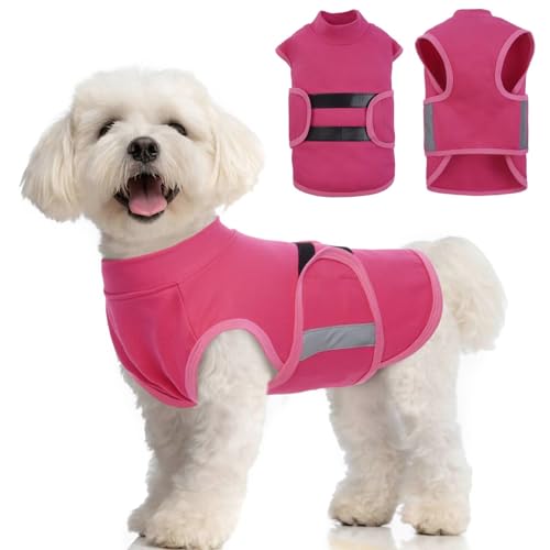 MIGOHI Dog Anxiety Relief Coat,Comfort Anxiety Vest for Dogs,Adjustable Anxiety Calming Wrap for Fireworks,Thunderstorms,Travel, Separation, Dog Anxiety Jacket for Small Dogs,S,Rosered
