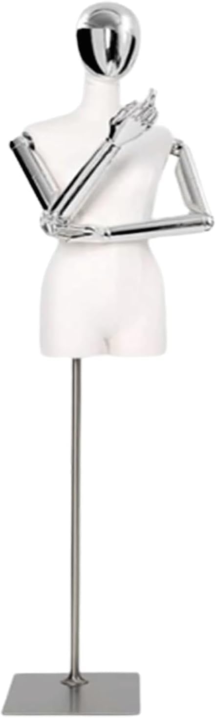 CONGRUI Plated Female Mannequin Torso Adjustable Height Half Body Manikin with Firm Base Clothing Display Mannequins
