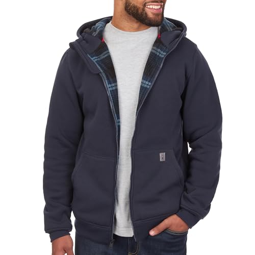 Coleman Polar Mens Fleece Lined Workwear Full-Zip Sweatshirt with Hood Perfect Hoodie For The Outdoors Navy X-Large