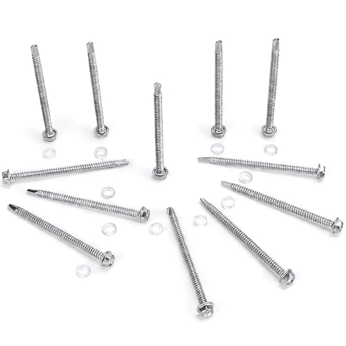 Miniatura 7 de Falskt 50 Piezas Tornillos Autorroscantes 6,3 X 100mm Acero Inoxidable 410 Tornillos Roscachapas Autotaladrante Autotaladrantes Para Plásticos, Madera Y Cartongesso Ferramenta Mobili