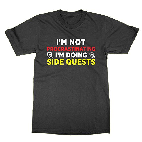 T-shirt Side Quests noir col rond 100% coton pour gamer