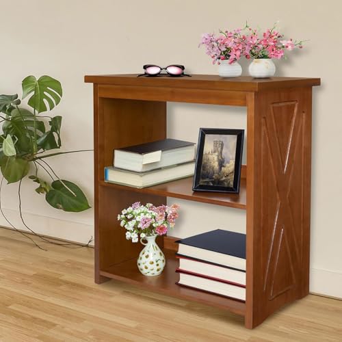 Image of Rustic Bedside Table with Storage Shelf, Wood End Table for Bedroom & Living Room, Narrow Farmhouse Side Table, Modern Nightstand for Bedroom, Living Room and Office (Brown)