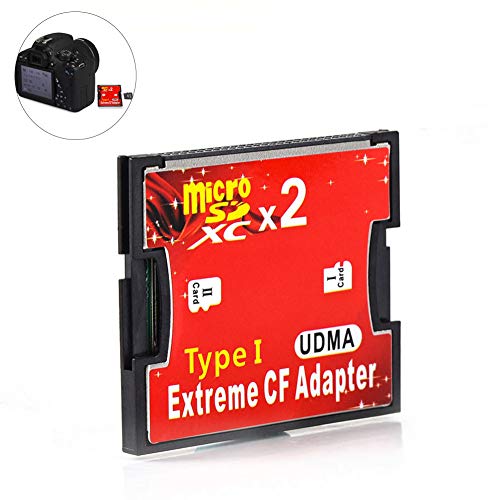 BOWONG DUAL PORT READER ADAPTER For MICRO SD/SDXC TF TO COMPACT FLASH CF TYPE 1 MEMORY CARD, Red - Image 2