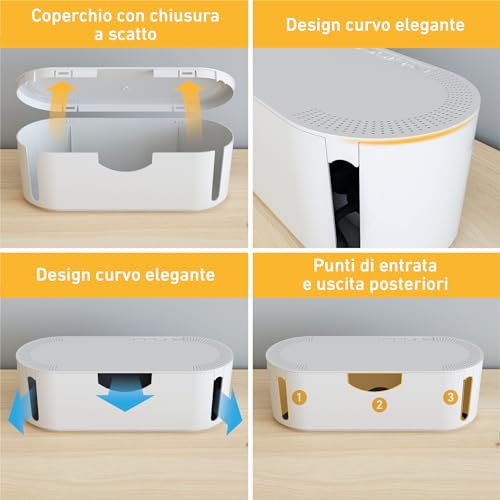 D-Line Eu/Ctusmlw/Sw Scatola Portacavi, Organizzatore Raccogli Cavi, Nascondi Fili - Piccolo, Bianco - 4