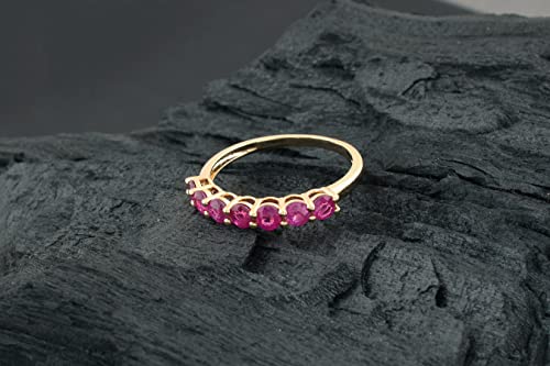 Mirahi Real 14K Gold Rings For Women, 0.7 Natural Ruby July Birthstone Gold Stackable Ring For Women #TOP4