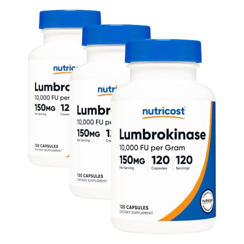 Nutricost Lumbrokinase Capsules 150mg, 120 Capsules, Gluten-Free, GMO-Free (Pack of 3)