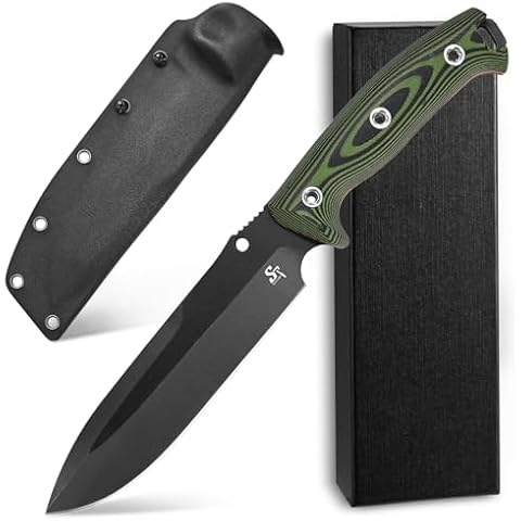 Sitivien ST11 Fixed Blade Knife DC53 Stonewashed Steel Blade Double Color G10 Handle Full Tang Knife EDC Tool Knife for Outdoor Camping Hiking Hunting Fishing(Black) Cover