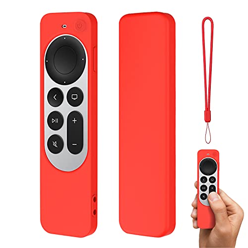 CAOLIA Protective Case for Apple TV Siri Remote 2021, Silicone Cover for Apple TV 4K Siri Remote Control with Lanyard, Anti Slip Shockproof, Red by CAOLIA - Used condition - US$11.88