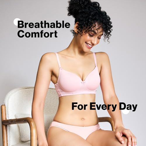 Image of NYKD NYB198 Cotton Lightly Padded Non Wired 3 /4th Coverage T-Shirt Bra Multiway Detachable Straps Invisible Under Clothes