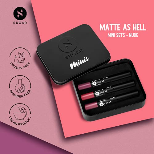 SUGAR Cosmetics Matte As Hell Lip Crayon Lipsticks Set for Women | Lasts 12+ Hours | Pack of 3 - Nude Shades - Image 4