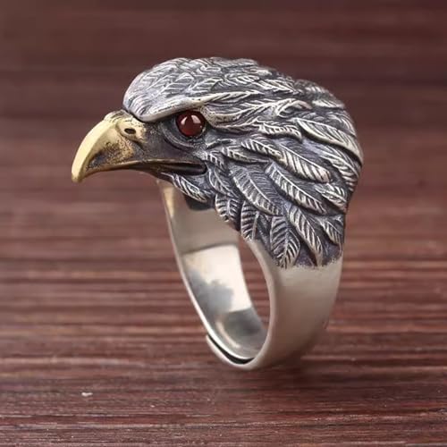 JWM Men\'s Rings Silver Plated Brass Rings Jewelry for Men Women Adjustable Open Rings, Exquisite Packaging (173-Eagle)