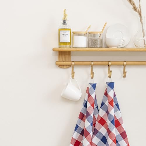 Image of Bulk July 4th Kitchen Towels - 30 Pack, Red, White, Blue Tea Towels in 100% Organic Cotton, Large Absorbent Dish Towels with Hanging Loop for Easy Drying & Festive Kitchens