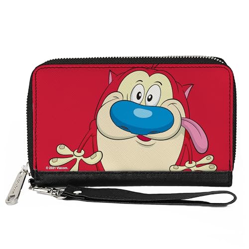Buckle-Down Women's PU Zip Around Wallet Rectangle-The Ren & Stimpy Show, 7.5