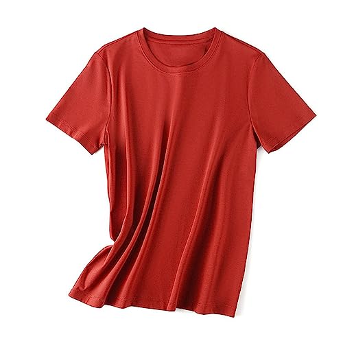 T-shirt manches courtes femmes en coton rouge pour look d'été