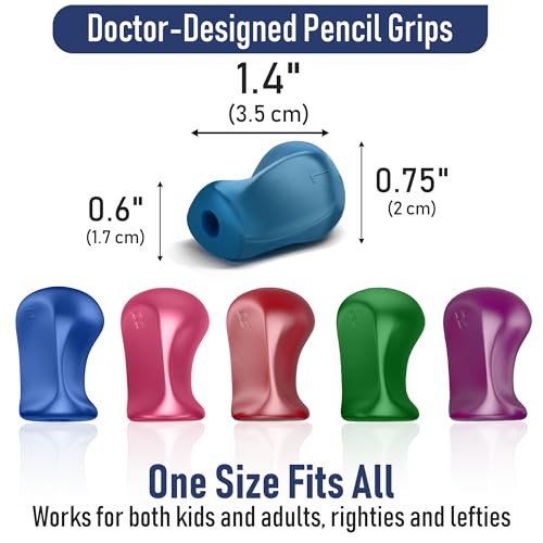 The Pencil Grip Metallic Grippers 6-Pack, Pencil Grips for Kids Handwriting, Ergonomic Pen Holder for Righties & Lefties, Writing Practice for Kids, Toddlers, Adults, Writing Tool with Finger Cushion