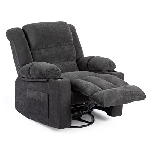 Image of HOMYEDAMIC Recliner Chair Rocker Modern Ergonomic Lounge 360 Degree Swivel Single Sofa Seat Living Room Lounge Recliners (Americana, Grey - Chenille)