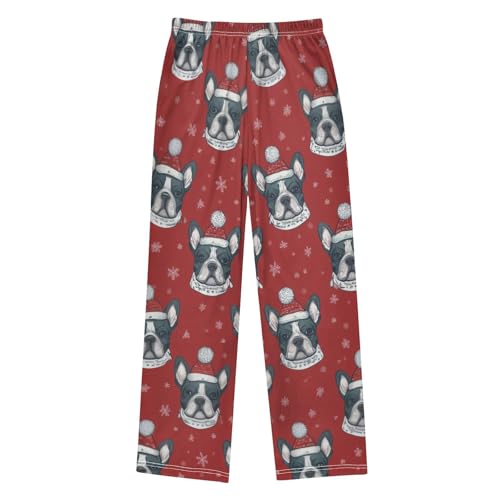 ZZXXB Winter Bulldogs Boys Long Pants Soft Trousers Elastic Waist Kids Lounge Bottoms with Pockets S-XL2