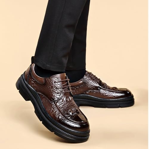 Men’s Business Tuxedo Oxfords Dress Shoes, Platform Pointed Toe Lace-up Business Comfortable Chunky Heel Soft Bottom Casual Work Office Formal Derby Shoes2