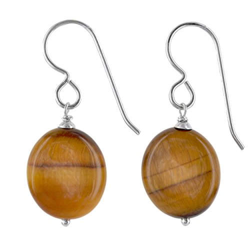 Ashanti Tiger's Eye Natural Gemstone Sterling Silver Handmade Earrings #TOP2
