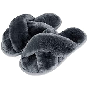 DOIOWN Women’s Fuzzy Slippers Memory Foam Cute House Slippers Plush Fluffy Furry Open Toe Home Shoes Bridal Bridesmaid Gifts for Wedding