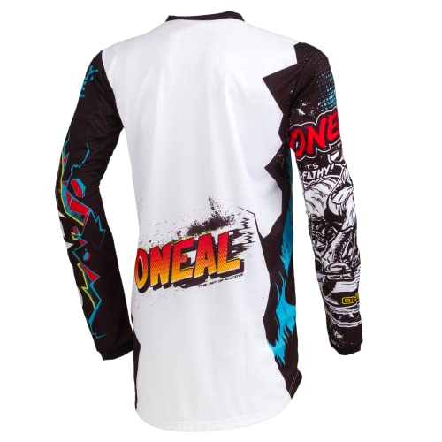 O'Neal | Maglia Motocross | Enduro Motorcycle | Fit per la Massima Gamma di Movimento, Protezione Gomito Cucita, Traspirante | Jersey Element Villain | Adulto | Bianco | Taglia S