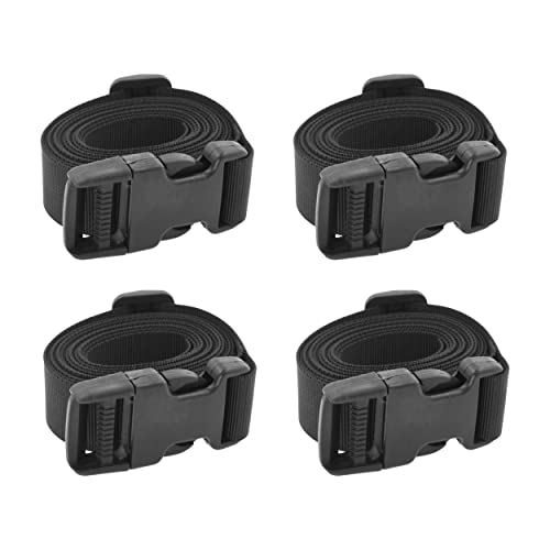 Image of Mandala Crafts 4 PCs Black Adjustable Bag Buckle Straps Belt with 1.5 Inch Quick Side Release Clips 65 Inch Nylon Webbing - Utility, Packing, Suitcases, Sleeping Bags, Backpacks, Luggage Straps