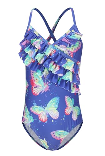 Image of Girls One Piece Swimsuits Hawaiian Ruffle Swimwear Beach Bathing Suit for Summer Vacation