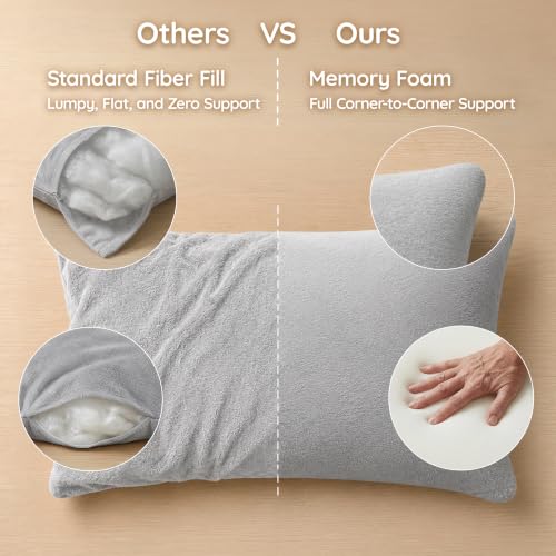 Image of AM AEROMAX 12x20 Memory Foam Throw Pillow Inserts, 2 Pack, Lumbar, Gray