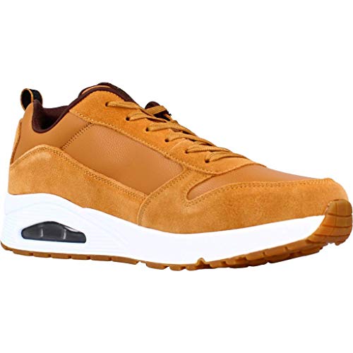 Skechers Homme Uno Stacre Basket, Bordure en Similicuir Whiskey, 45 EU