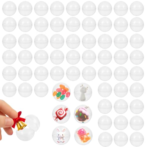 Coco Berming 100 Pièces Boules en Plastique à Remplir, Mini Boules Transparentes 28mm, Capsules Rondes Vides pour Gumball Machines, Fête, DIY, Noël...