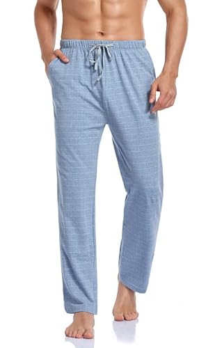 Colorfulleaf Cotton Pajama Pants For Men Pj Pants Men's Pajama Bottoms Lounge Pants With Pokcket Sleepwear Plaid Pajamas Pant(1Pk,Blue Plaid,Xl) #TOP25
