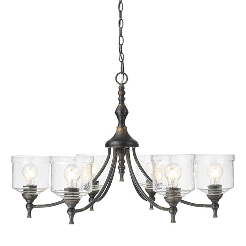 Golden Lighting Keating 6-Light Chandelier in Antique Black Iron