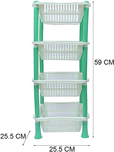 Image of TeDeMel Desire 4 Virgin Plastic Dish Rack | Multipurpose Storage Basket for Onion Potato & Vegetables | Kitchen Tray Rack for Household Use | Durable & Lightweight | Green