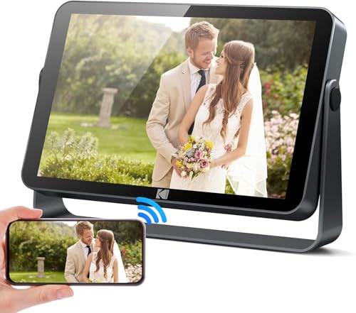KODAK IPS Écran Tactile Cadre Photo Electronique avec App, WiFi 10 Pouces, Full HD 1920x1200, 32Go Mémoire, 4000mAh Batterie, Rotate Automatique, Partage d'images, Musique, Vidéos