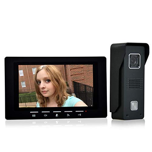 AMOCAM Video Door Phone System, 7 Inches Monitor Wired Video Intercom Doorbell Kits, IR Night Vision Camera Support Unlock, Monitoring, Dual-Way Intercom for Villa House Office Apartment and More