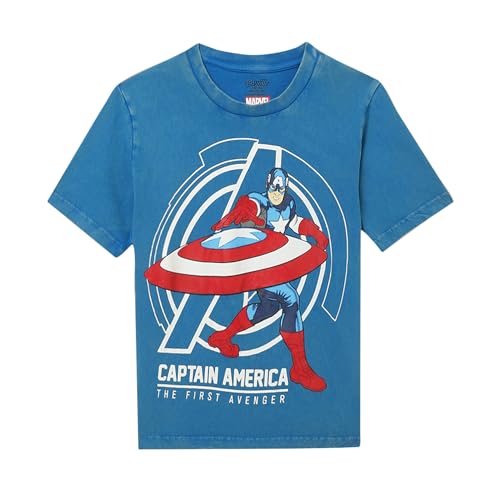 Image of Kidsville Captain America Printed Regular Fit Blue Cotton Boy's T-Shirt