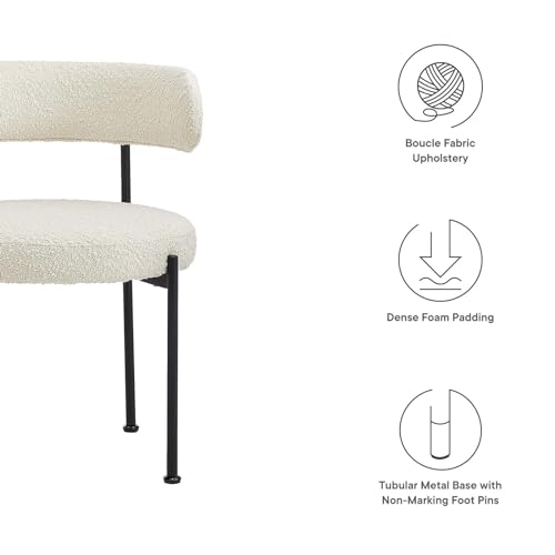 Modway EEI-6516-IVO-BLK Albie Boucle Fabric Dining Chairs - Set of 2, Ivory Black by Modway - Used condition - Image 7