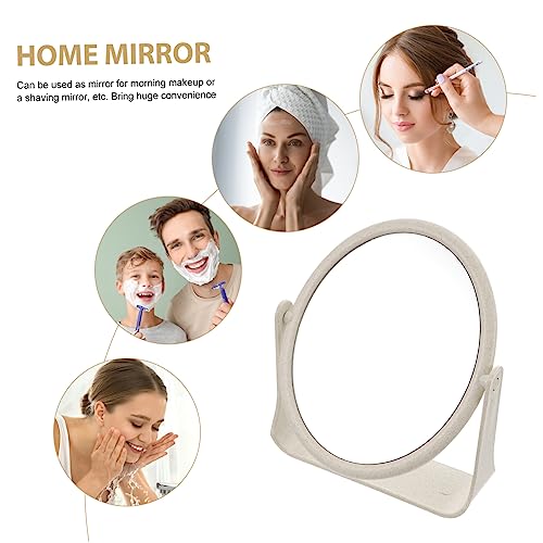 Espejo de maquillaje doble cara rotativo marco elegante miniatura 3