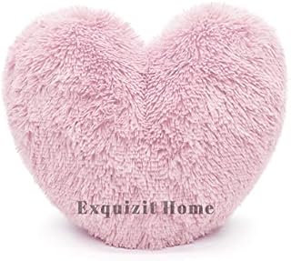 Teddy Bear Cuddly Fleece Super Soft Heart Shape Fluffy Filled Cushion Warm & Cosy Home Decoration Gift For Loved One Valentine Day Heart Cushion Pink 38cm x 38cm Approximate