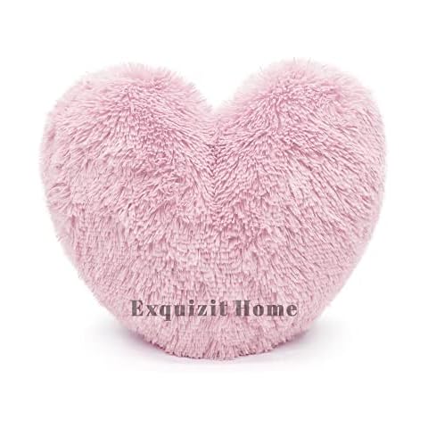 Teddy Bear Cuddly Fleece Super Soft Heart Shape Fluffy Filled Cushion Warm & Cosy Home Decoration Gift For Loved One Valentine Day Heart Cushion Pink 38cm x 38cm Approximate Cover