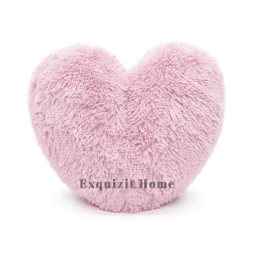 Image of Teddy Bear Cuddly Fleece Super Soft Heart Shape Fluffy Filled Cushion Warm & Cosy Home Decoration Gift For Loved One Valentine Day Heart Cushion Pink 38cm x 38cm Approximate