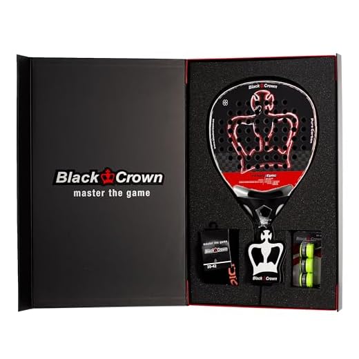 Black Crown - Pala Piton Epic Pack | Incluye Pala, Par de Calcetines y Overgrips | Forma Lágrima, Goma Super Control Black EVA, Doble Tubular Carbono 100%, Carbono 12K, Control y Potencia, Textura