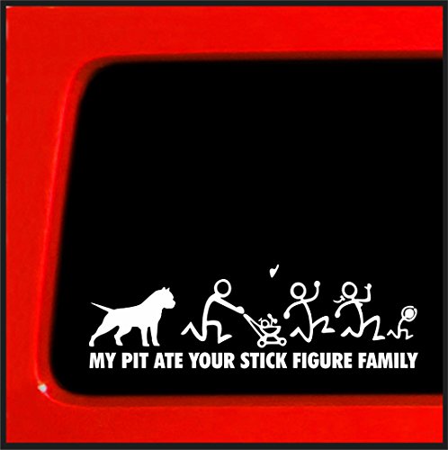 Sticker Connection | My Pit Ate Your Stick Figure Family | Pitbull Bumper Sticker Decal for Car, Truck, Window, Laptop | 2.7