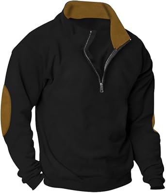 Fleece Sweatshirts for Men Quarter Zip Warm Tactical Sweater 1/4 Stand Collar Long Sleeve Pullover Top Fall Outfit